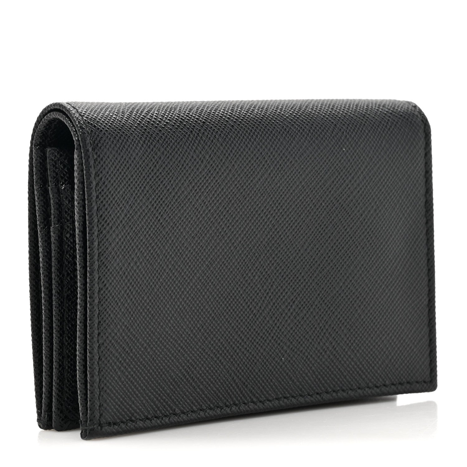 Prada Saffiano Small Triangle Bi-Fold Wallet Black 3 of 10