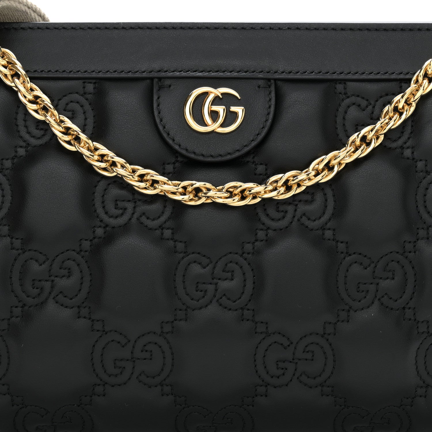 Gucci Calfskin GG Matelasse Small Slim Chain Shoulder Bag Black Natural 8 of 10