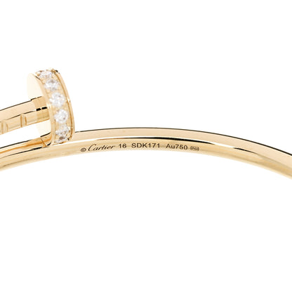 Cartier 18K Yellow Gold Diamond Small Juste Un Clou Bracelet 16 4 of 5