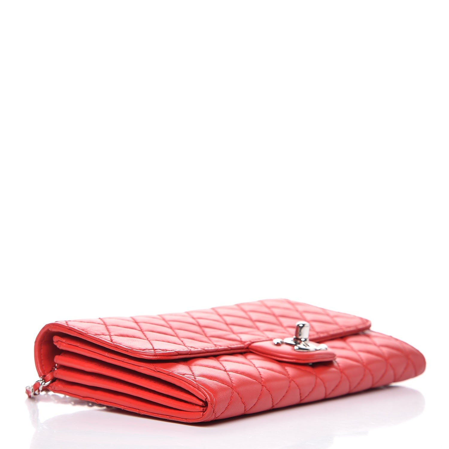 Chanel Lambskin Quilted Chain Clutch Flap Red 4 of 9