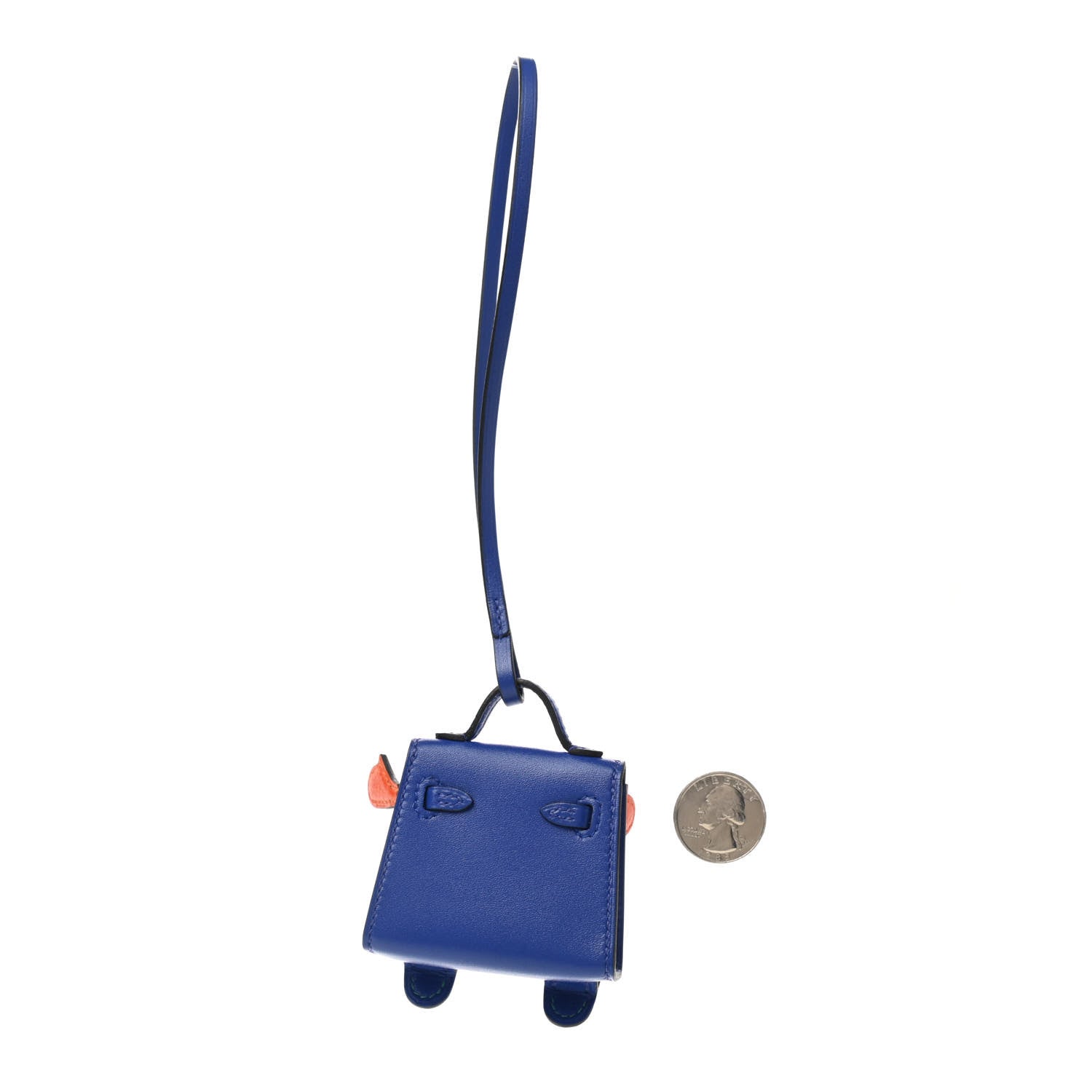 Hermes Tadelakt Chevre Mysore Kelly Quelle Idole Bag Charm Bleu Electrique Feu Jaune De Naples Vert Verone 2 of 5