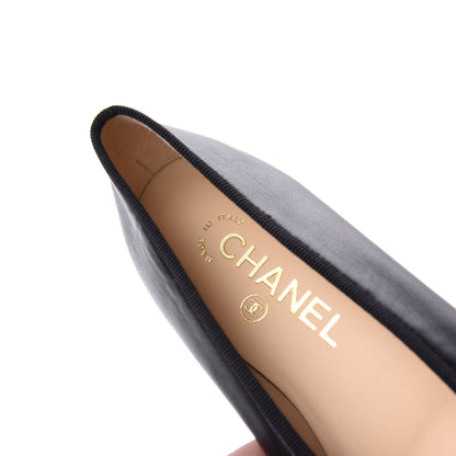 Chanel Lambskin Patent Cap Toe Ballerina Flats 37 Black 8 of 12