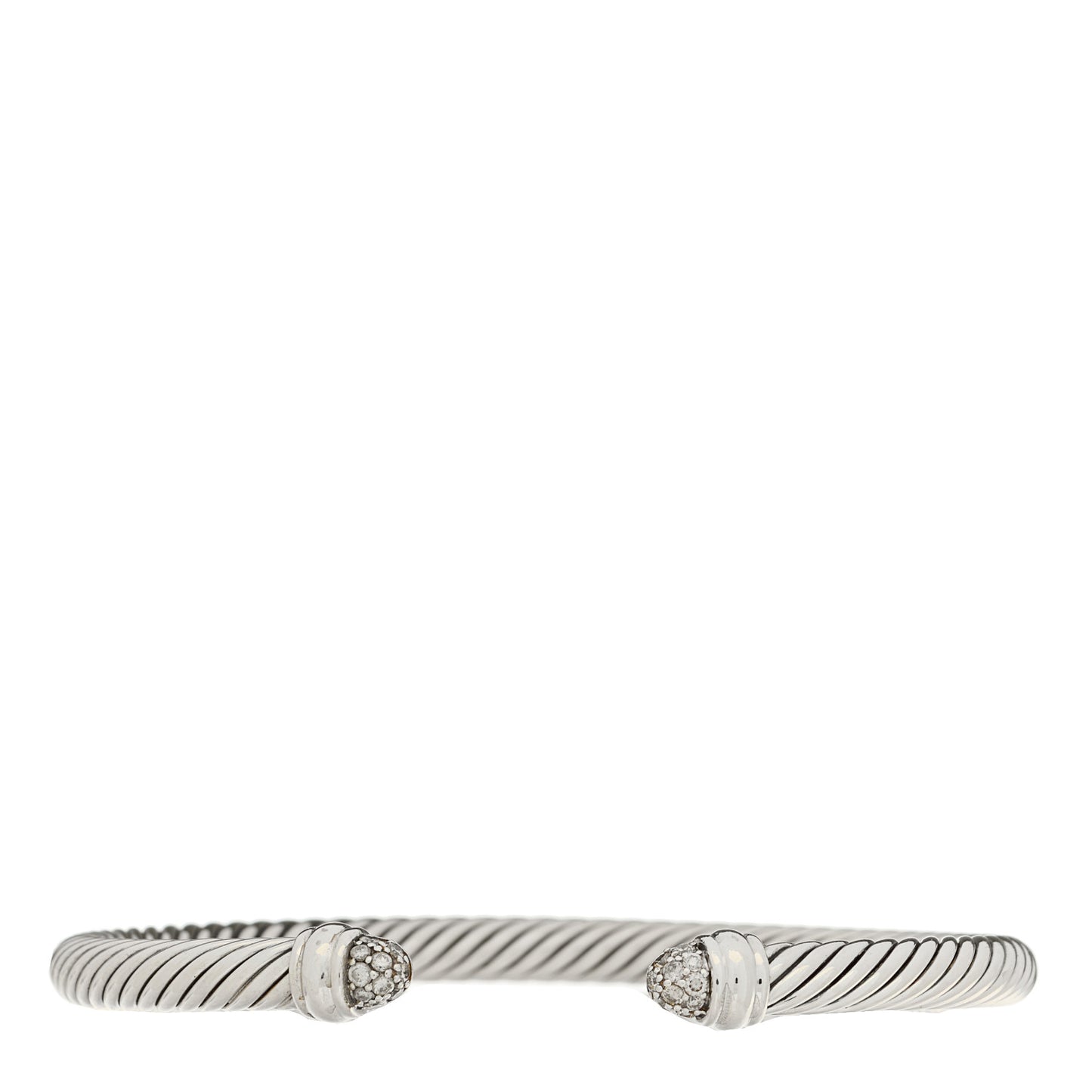 Sterling Silver Pave Diamond 5mm Cable Classics Bracelet