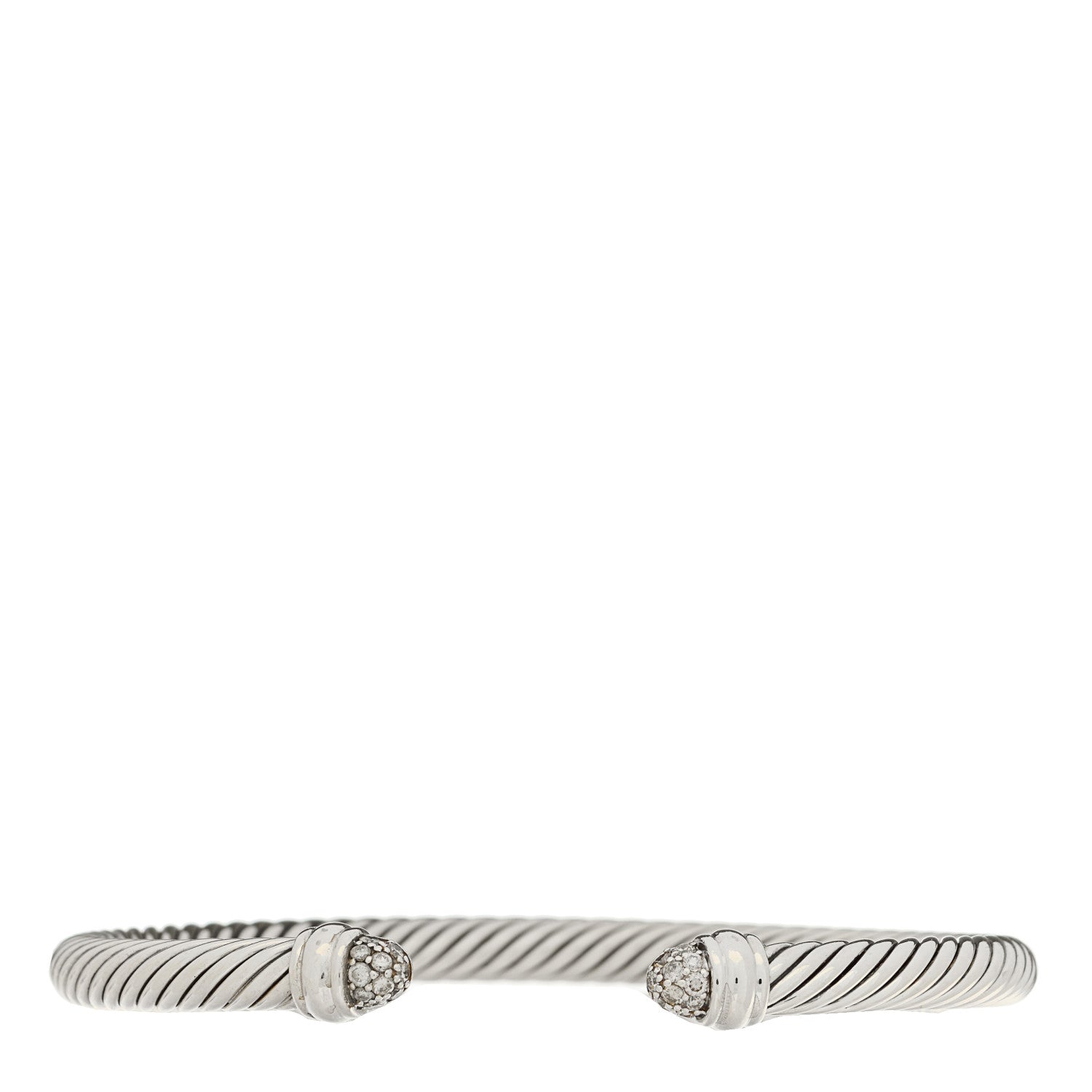 David Yurman Sterling Silver Pave Diamond 5mm Cable Classics Bracelet 1 of 3