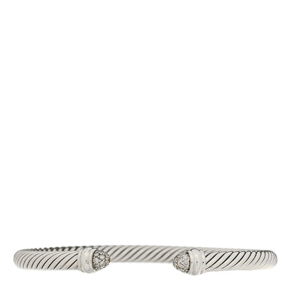 David Yurman Sterling Silver Pave Diamond 5mm Cable Classics Bracelet 1 of 3