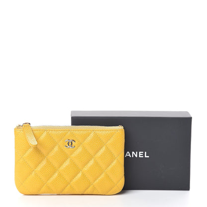 Chanel Caviar Quilted Small Cosmetic Case Yellow 8 of 8