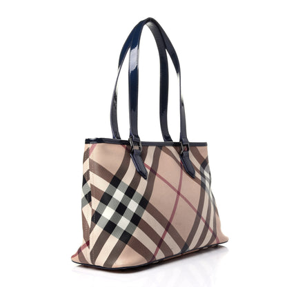 Burberry Nova Check Small Nickie Tote Blue 4 of 23