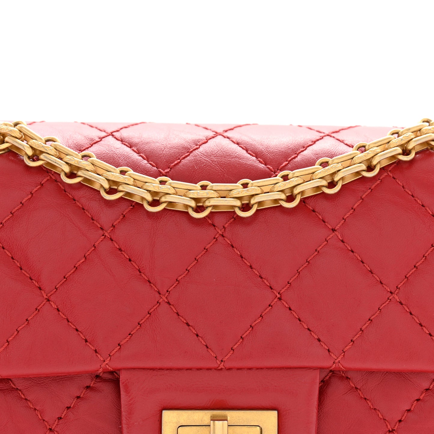 Aged Calfskin Quilted 2.55 Reissue Mini Flap Red