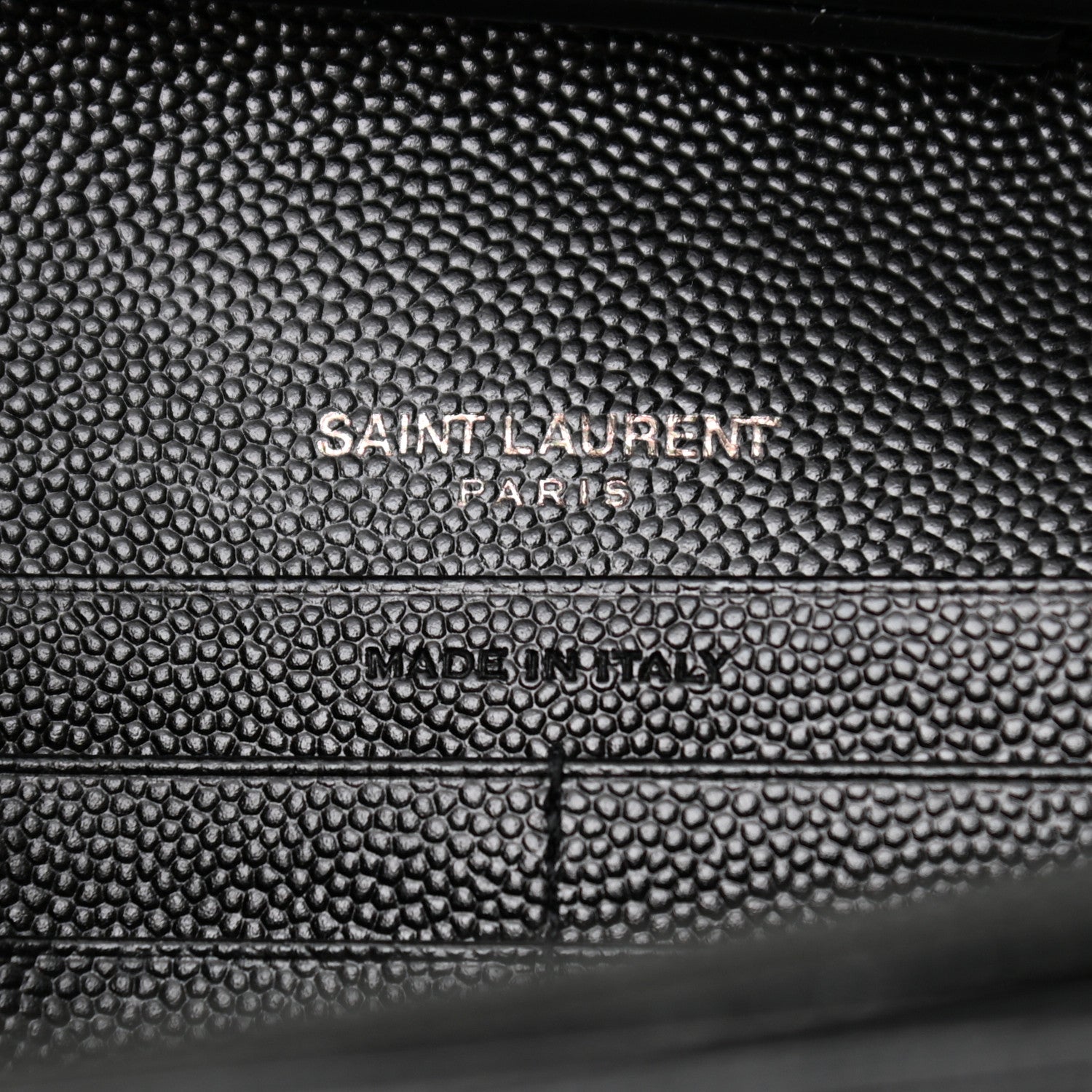 Saint Laurent Grain De Poudre Matelasse Chevron Monogram Chain Wallet Black 6 of 10
