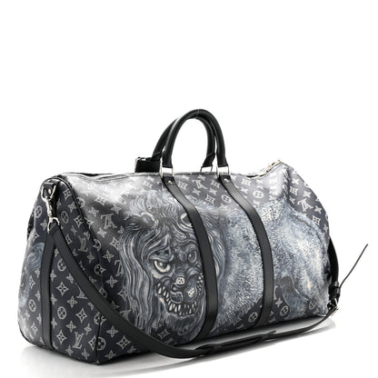 Louis Vuitton Savane Monogram Lion Chapman Keepall Bandouliere 55 Encre 2 of 11