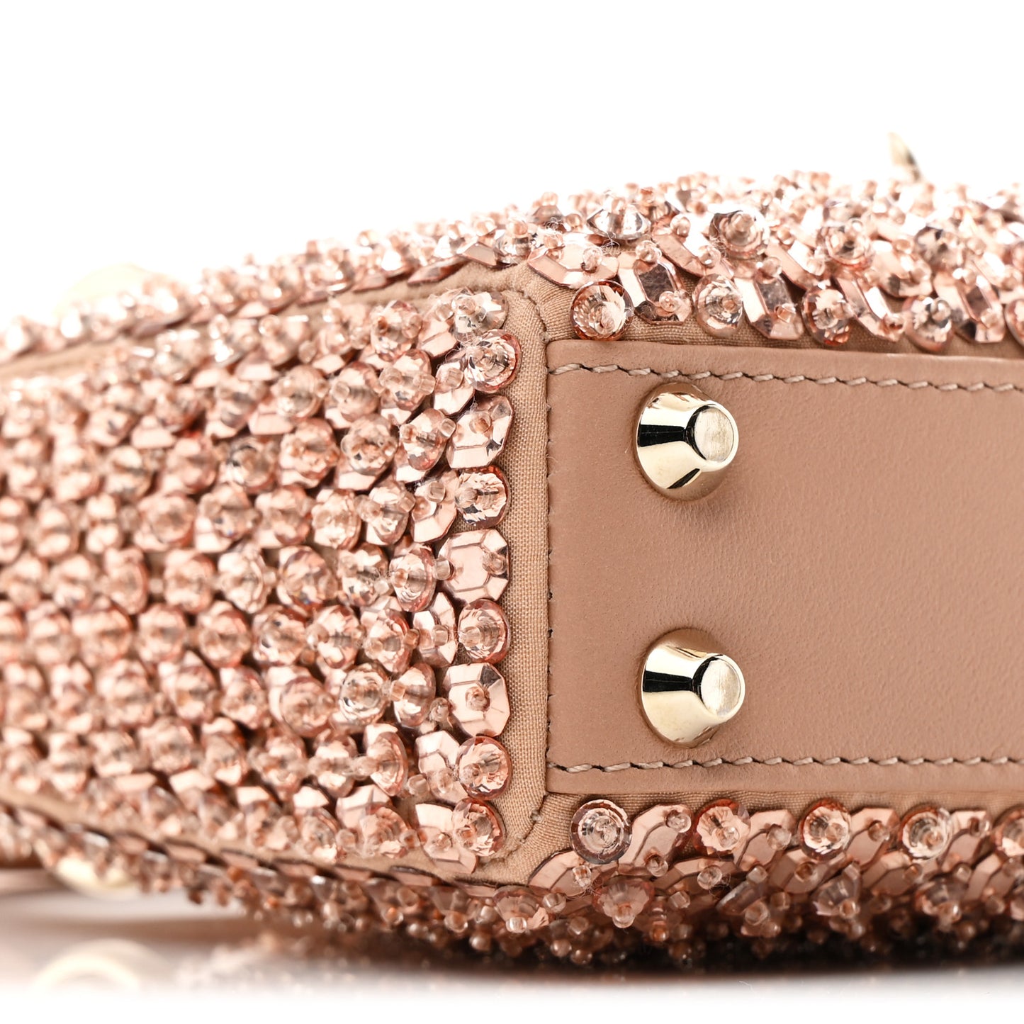 Satin Crystal Beaded Embroidered Micro Lady Dior Pink