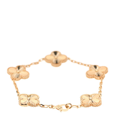 Van Cleef & Arpels 18K Yellow Gold 5 Motifs Guilloche Vintage Alhambra Bracelet 2 of 7