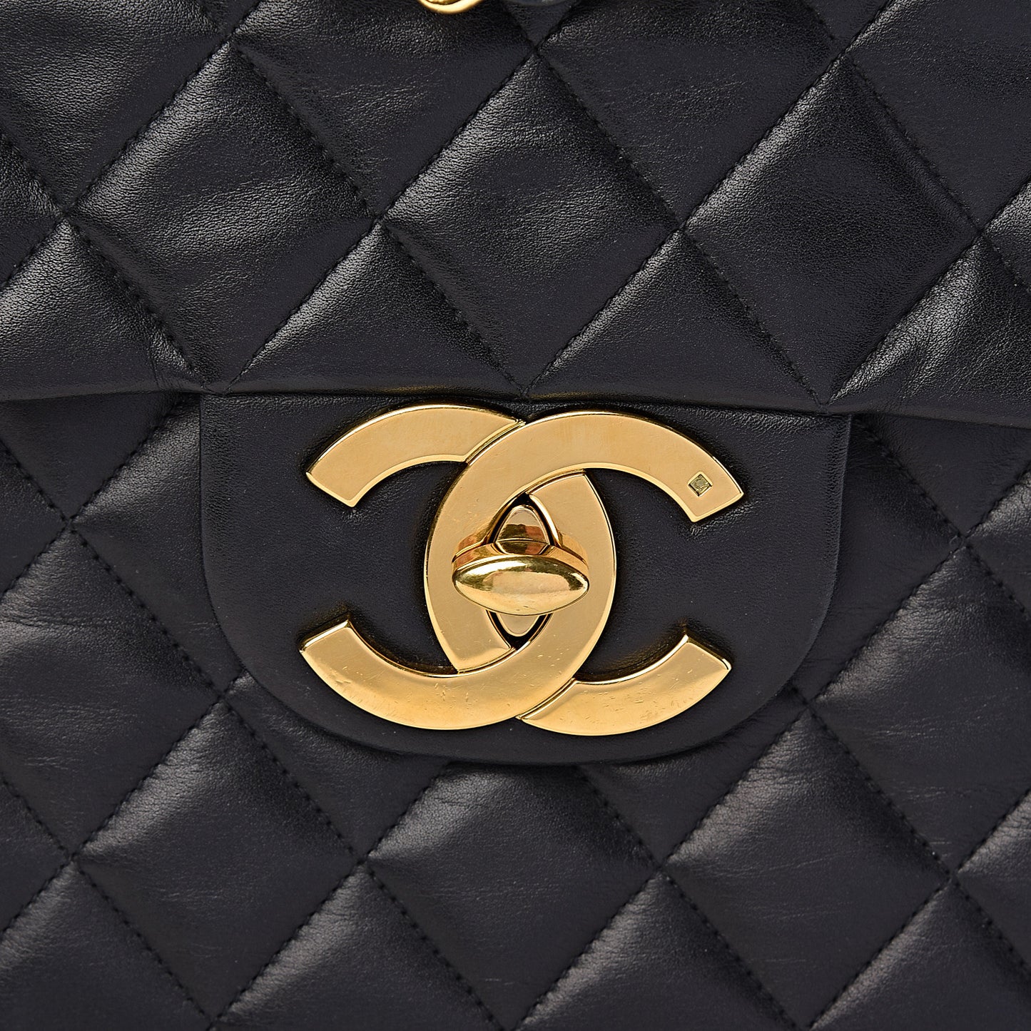 Lambskin Quilted XL Jumbo Single Flap Black