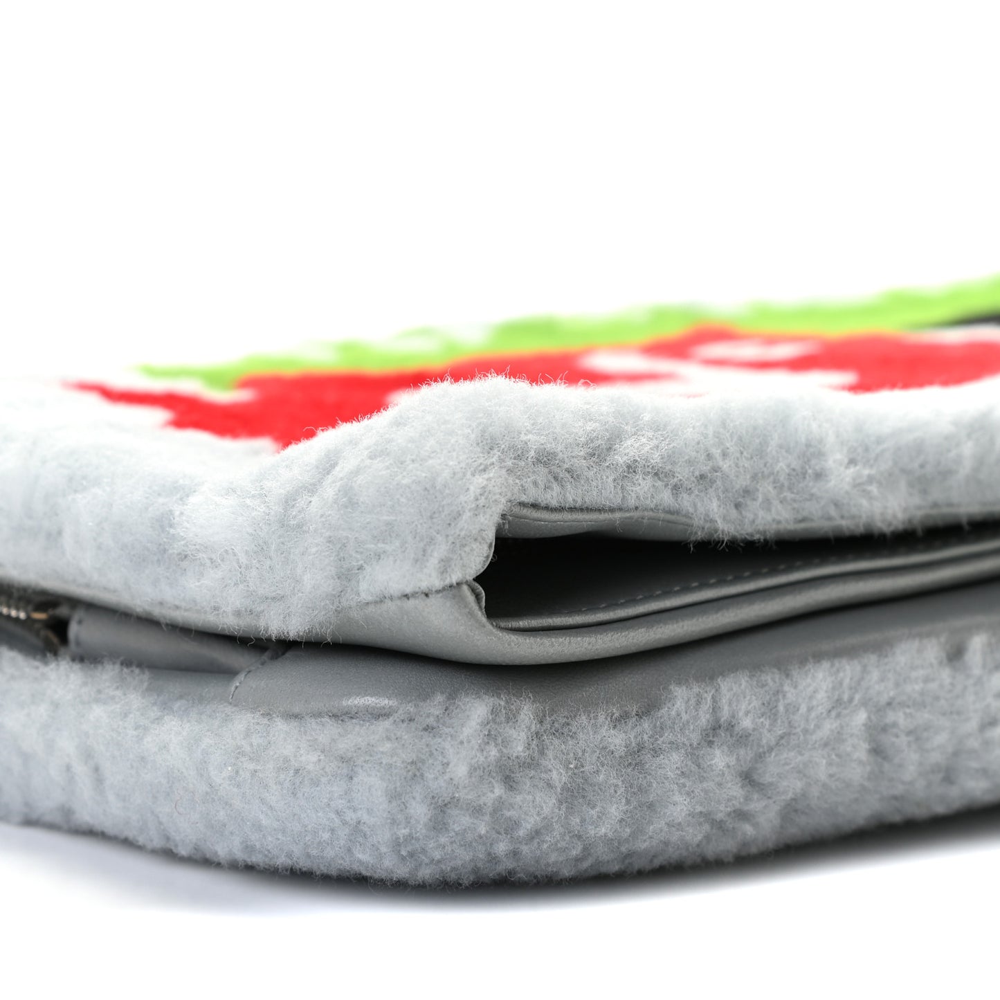Shearling Lambskin Chanel 100% Clutch Grey