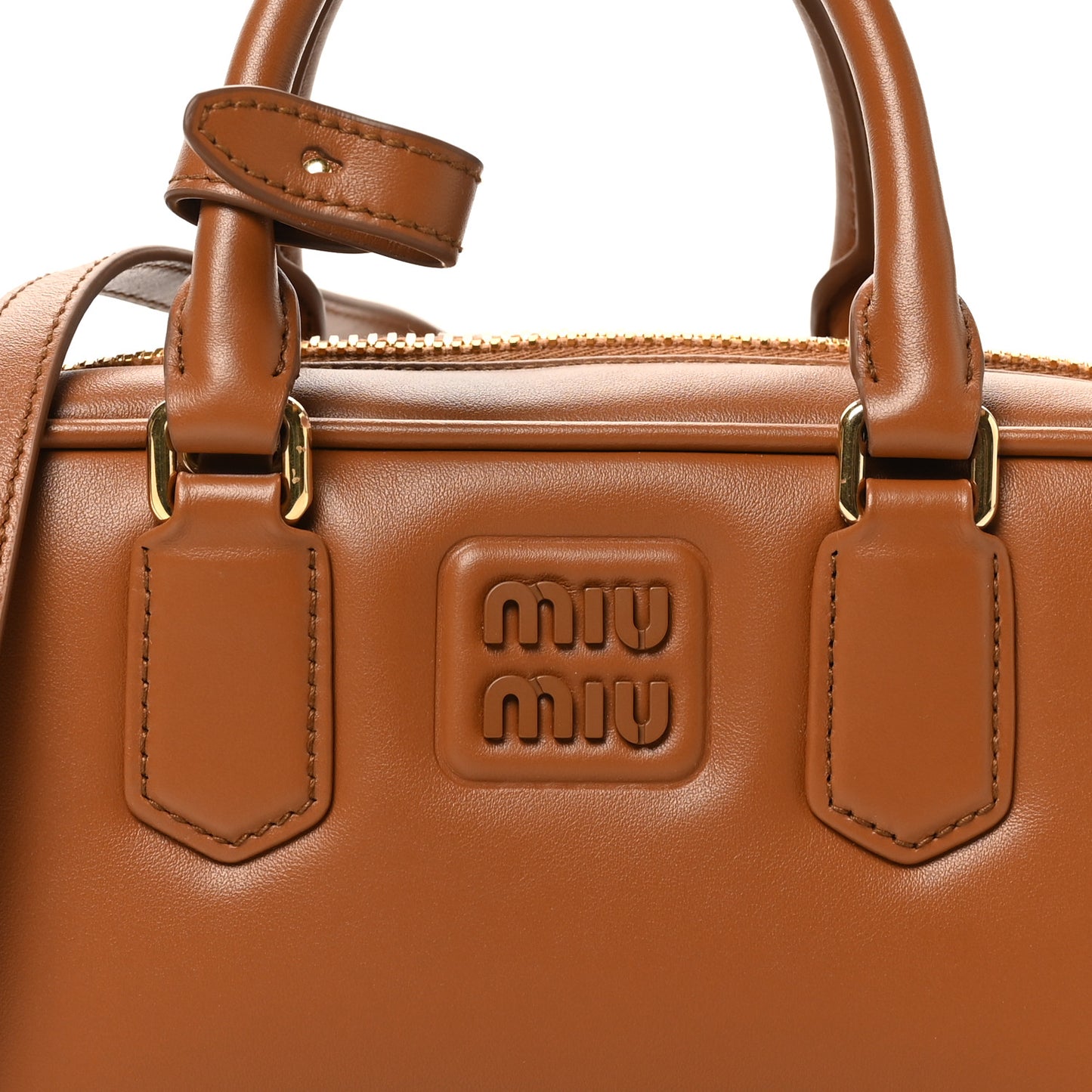 Calfskin Regular Arcadie Top Handle Bag Cognac