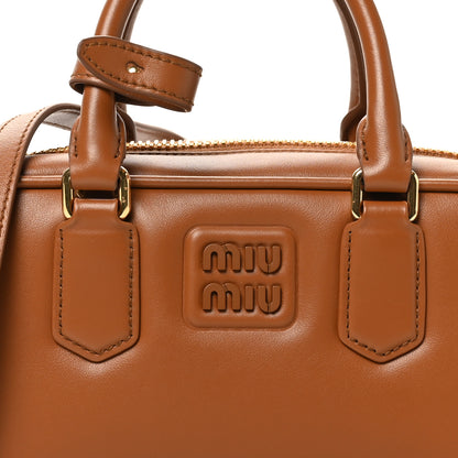 Miu Miu Calfskin Regular Arcadie Top Handle Bag Cognac 7 of 9