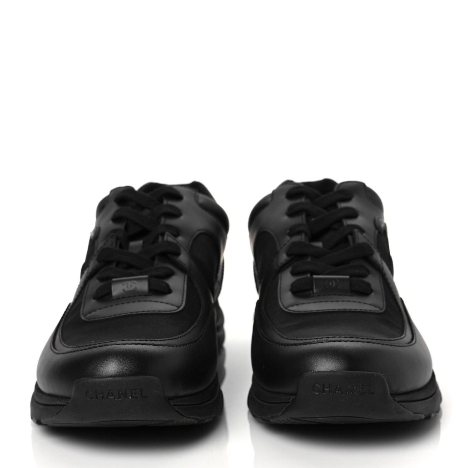 Chanel Fabric Calfskin Suede Mens CC Sneakers 45 Black 2 of 6