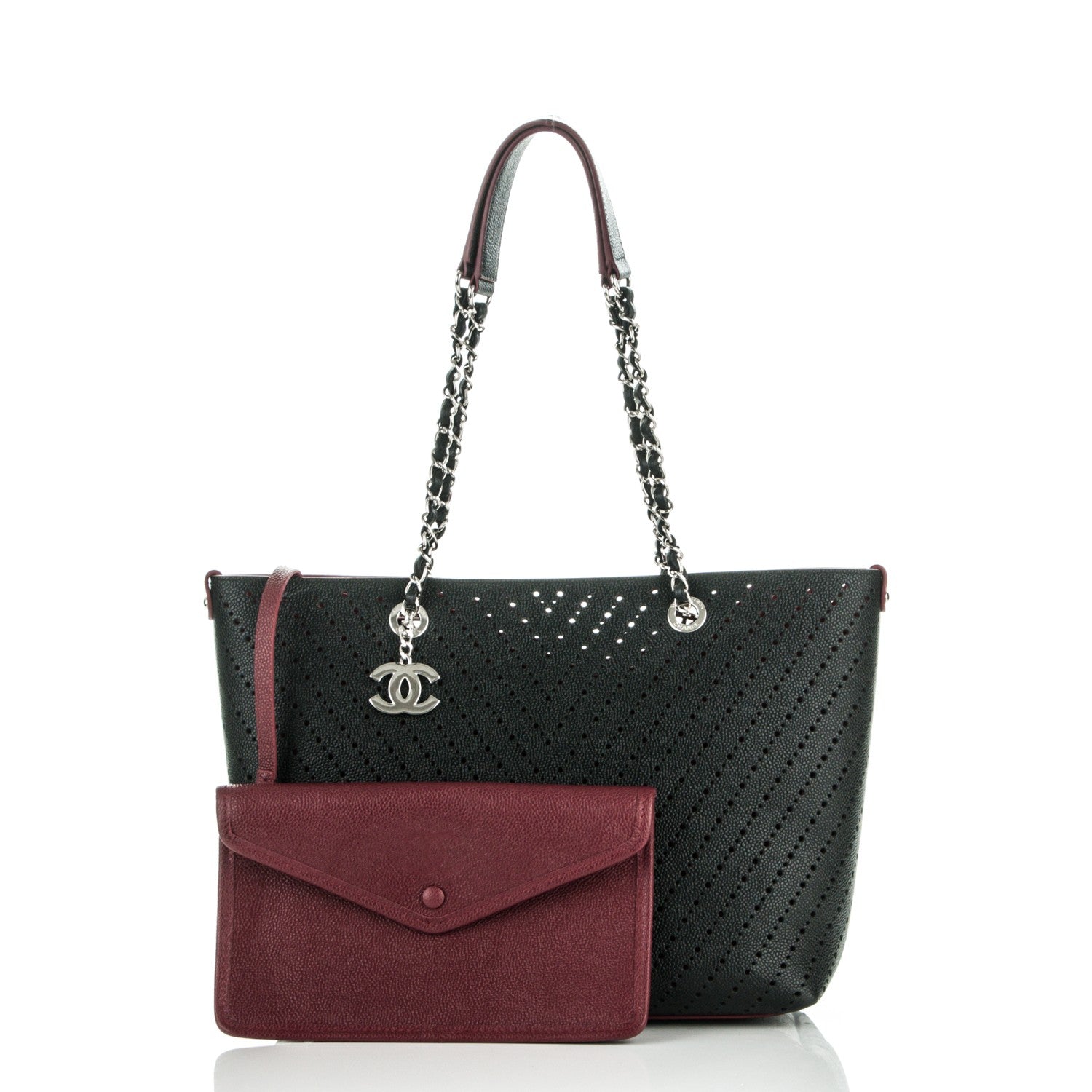 Chanel Perforated Grained Calfskin Large Shopping Tote Black 3 of 9