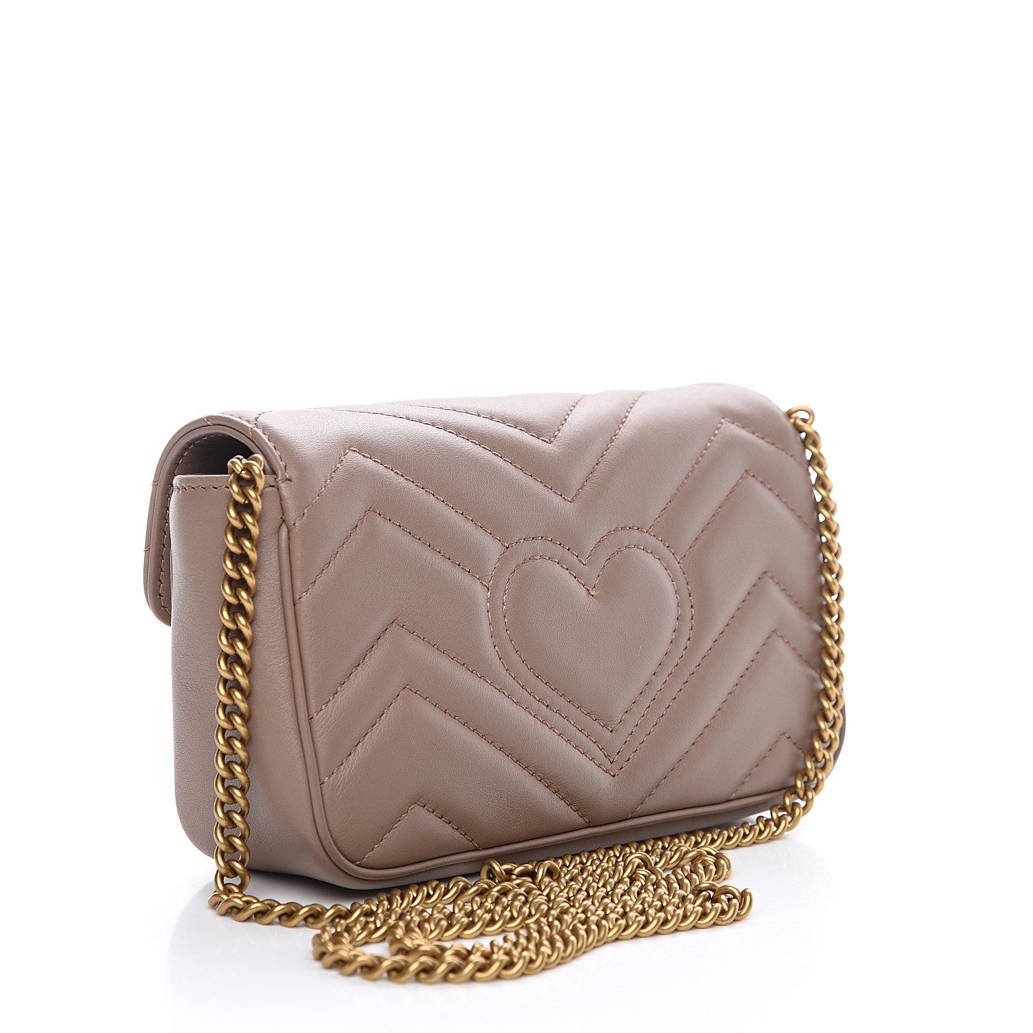 Gucci Calfskin Matelasse Super Mini GG Marmont Shoulder Bag Porcelain Rose 2 of 9