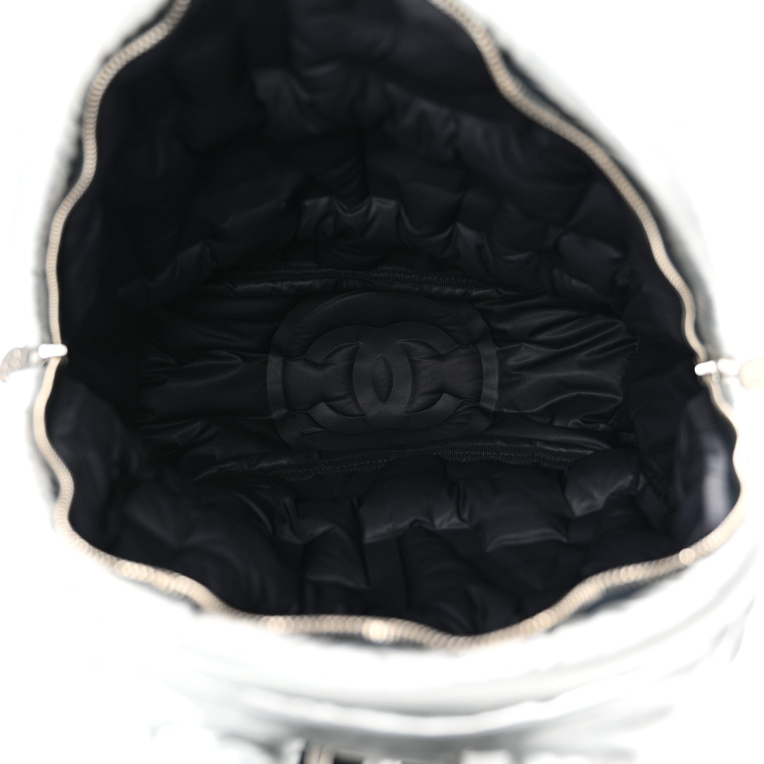 Chanel Nylon Embossed Doudoune Backpack Silver 5 of 11