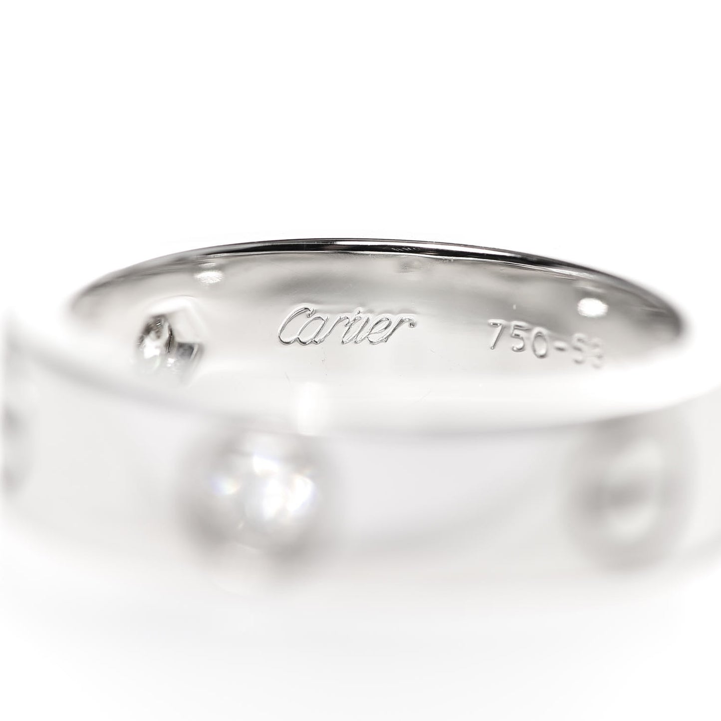 18K White Gold 3 Diamond 5.5mm LOVE Ring 53 6.25