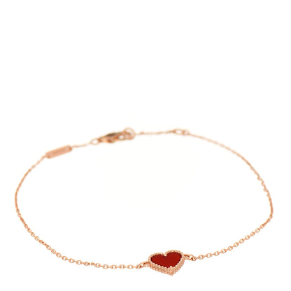 Van Cleef & Arpels 18K Rose Gold Carnelian Sweet Alhambra Heart Bracelet 1 of 5