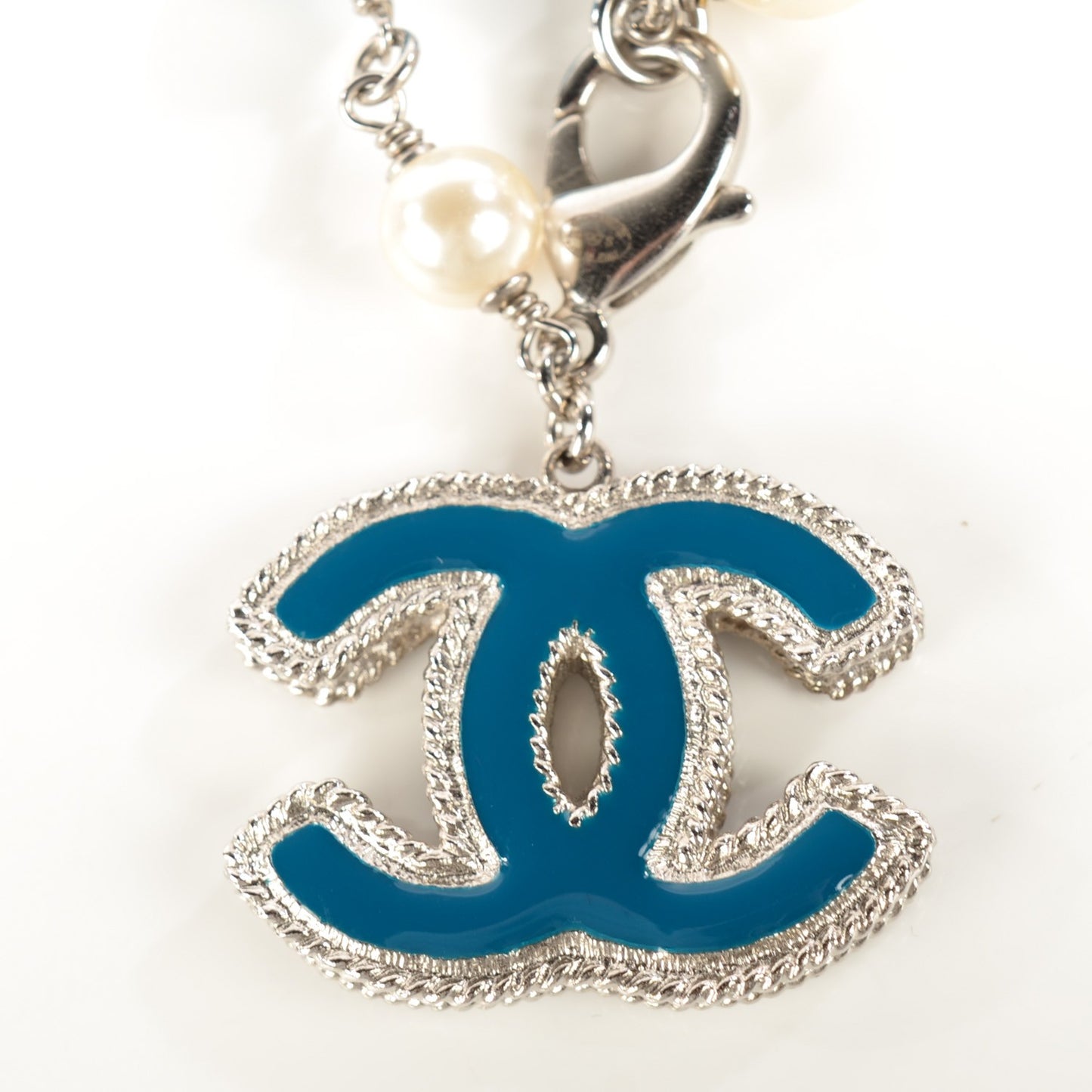 Pearl Bead CC Bracelet Blue
