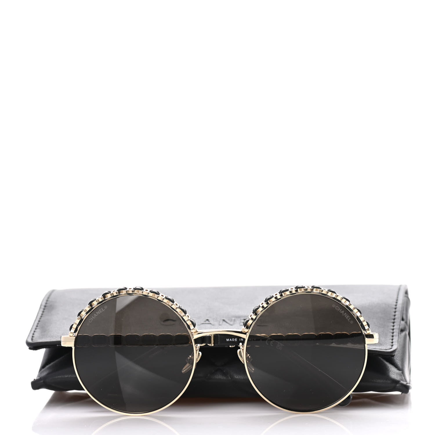 Chanel Metal Calfskin Round Chain Sunglasses 4265-Q Black 8 of 8