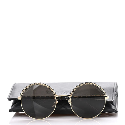 Chanel Metal Calfskin Round Chain Sunglasses 4265-Q Black 8 of 8