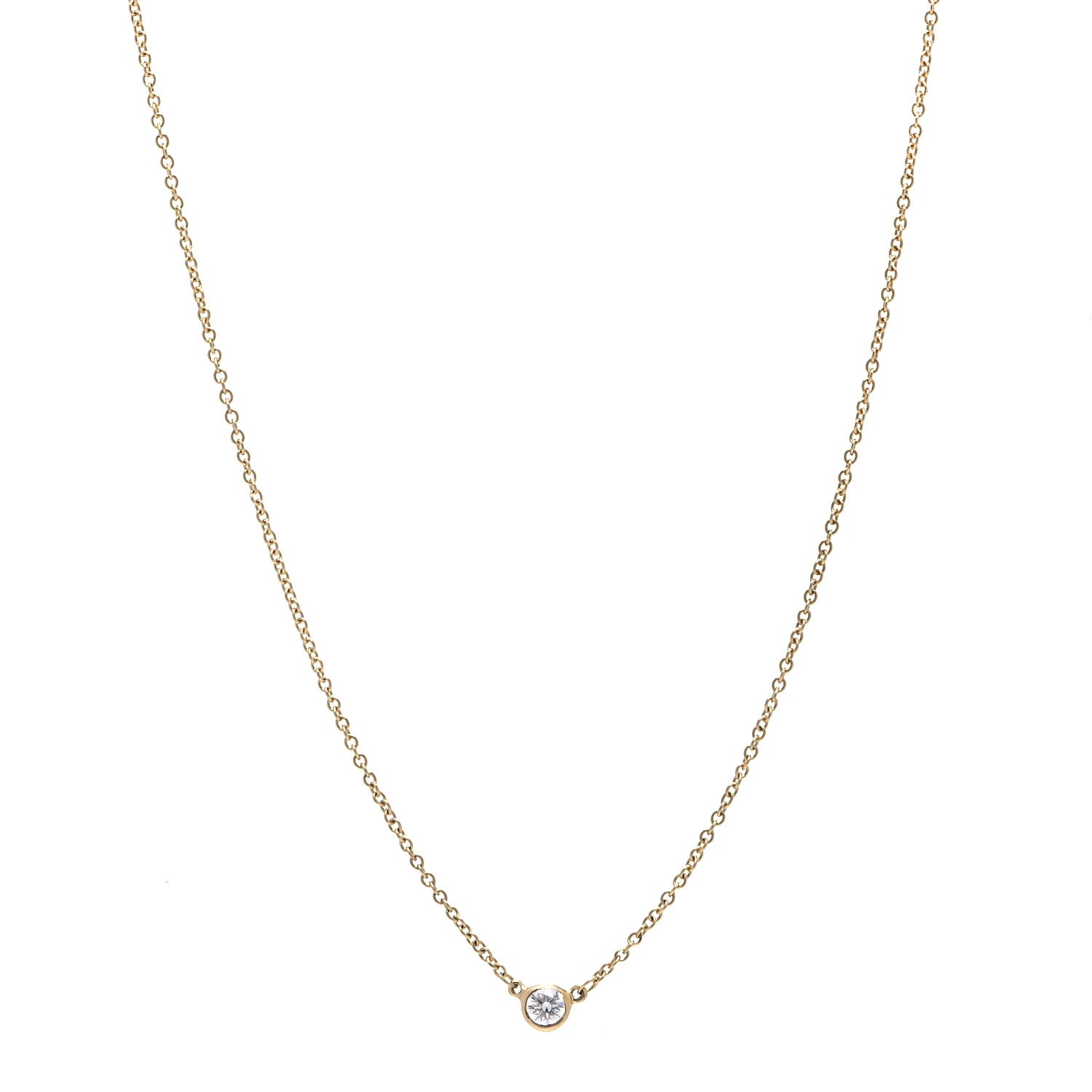 Tiffany 18K Yellow Gold Diamond .10ct Elsa Peretti Diamonds by the Yard Pendant Necklace 1 of 5