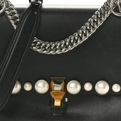 Fendi Vitello Liberty Pearl Scalloped Studded Small Kan I Shoulder Bag Black 8 of 11