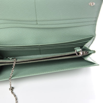 Prada Saffiano Metal Continental Flap Wallet Acquamarina 6 of 16
