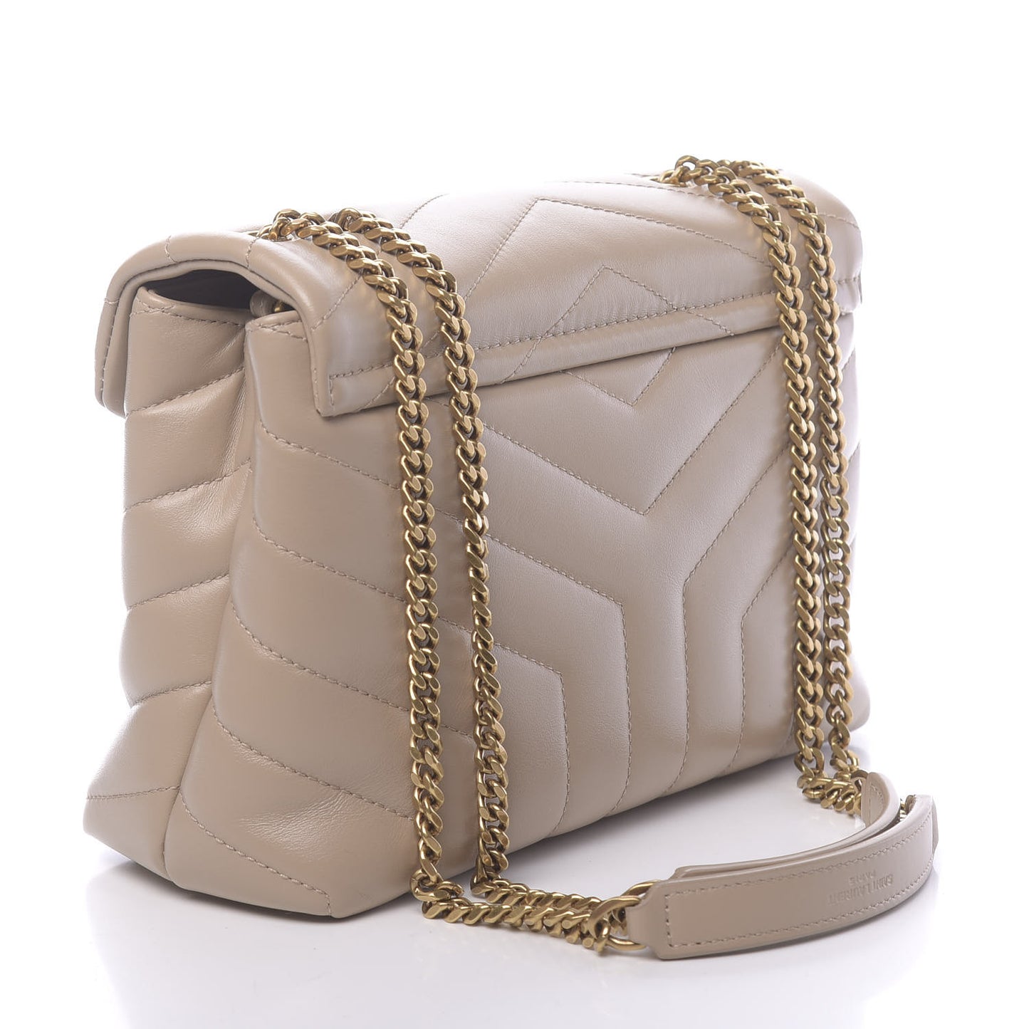 Calfskin Y Quilted Monogram Small Loulou Chain Satchel Nude Powder