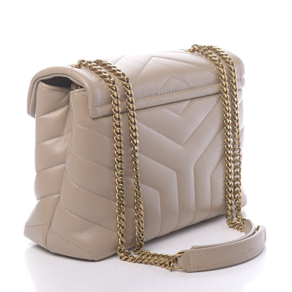 Saint Laurent Calfskin Y Quilted Monogram Small Loulou Chain Satchel Nude Powder 3 of 9