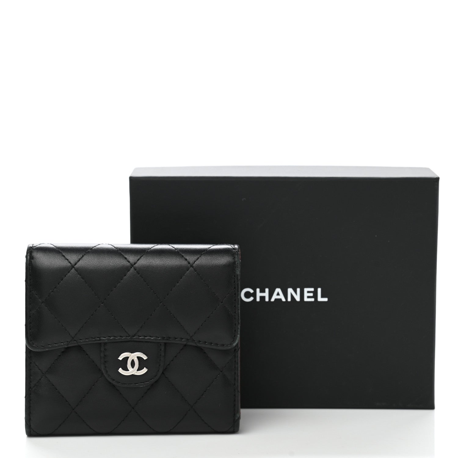 Chanel Lambskin Quilted Compact Flap Wallet Black 15 of 15