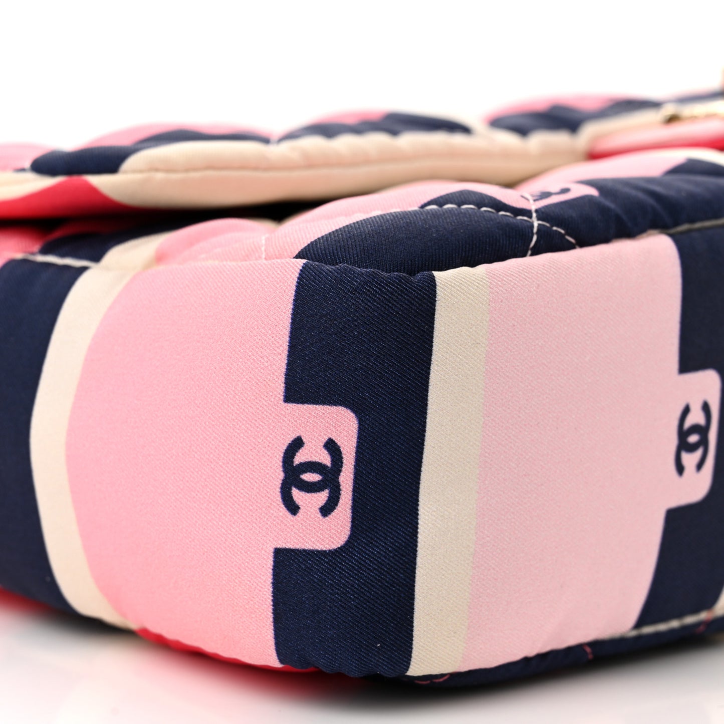 Nylon Printed Medium Flap Pink Navy White
