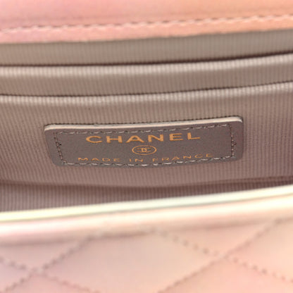 Chanel Lambskin Quilted Ombre Top Handle Flap Clutch With Chain Pink 6 of 11