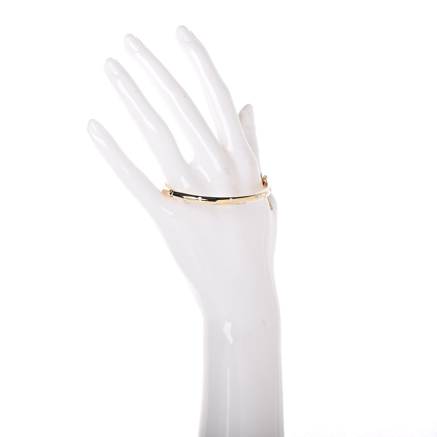 18K Yellow Gold Platinum Diamond 4.5mm Etoile Bangle Bracelet