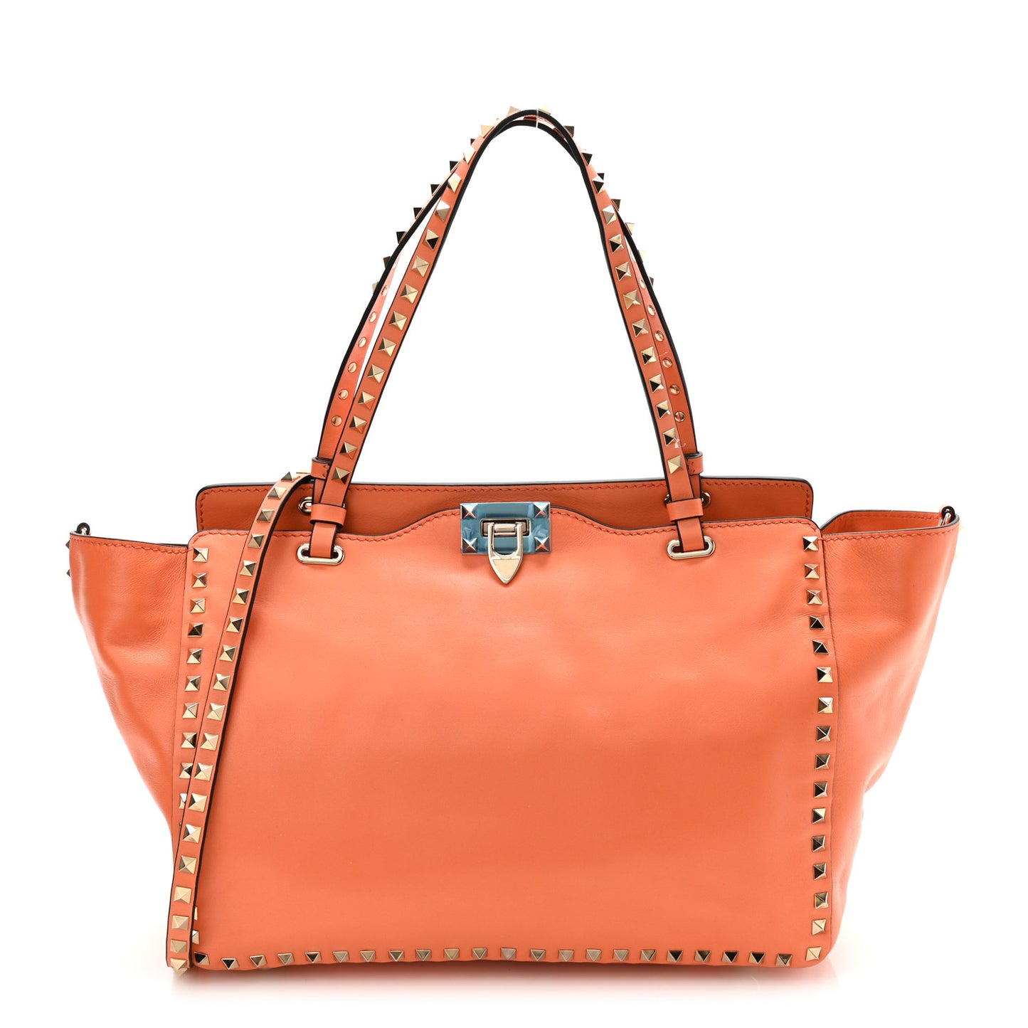 Vitello Medium Rockstud Tote Melon Sorbet