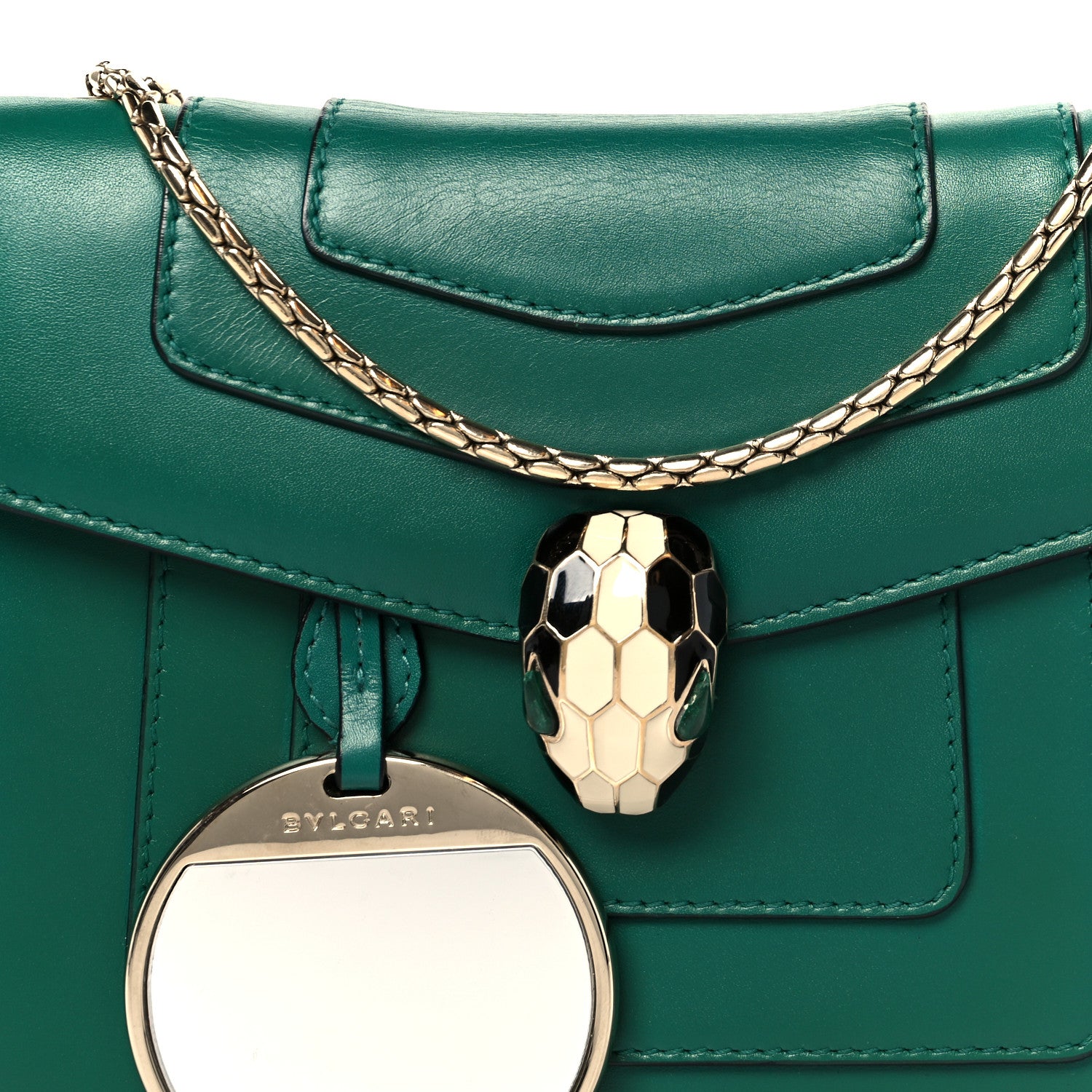 Bulgari Calfskin Small Serpenti Forever Snake Strap Crossbody Bag Emerald Green 10 of 12