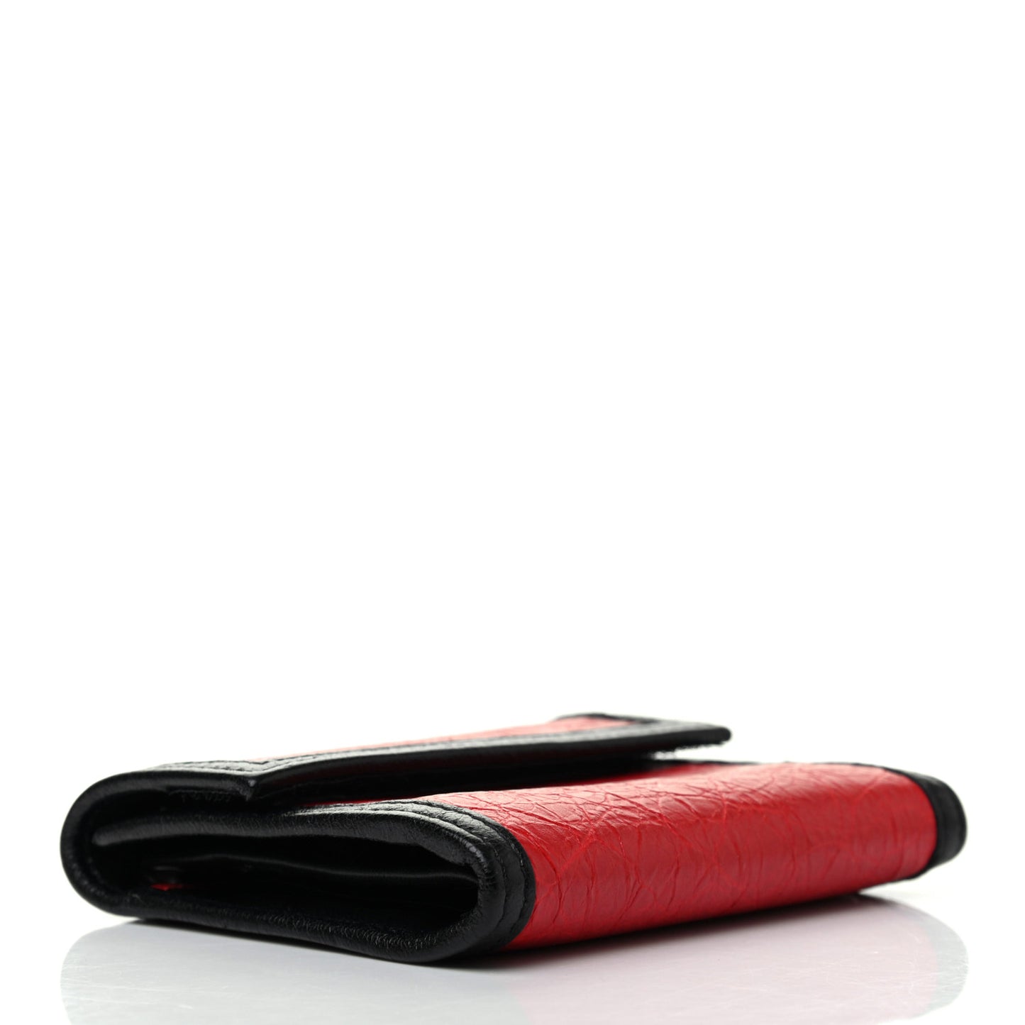 Agneau Compact Wallet Rouge Vif Black
