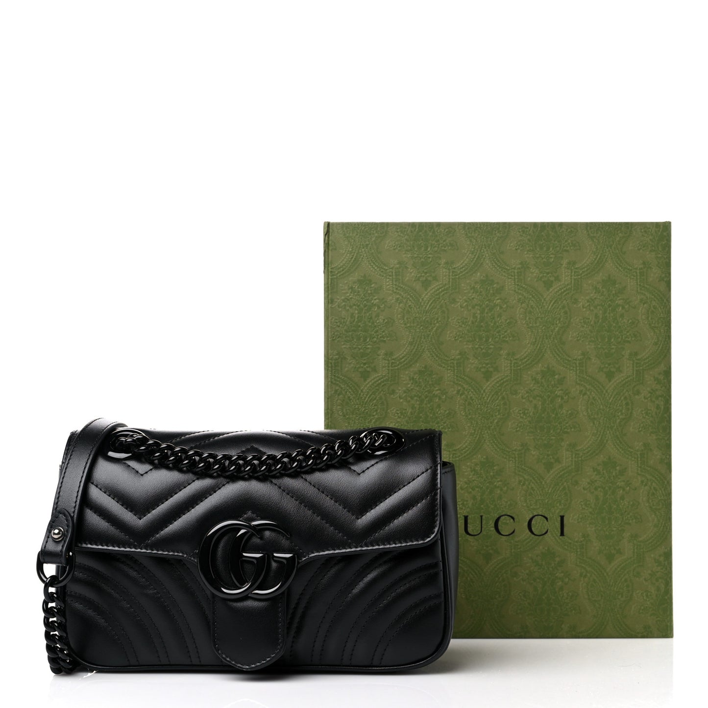 Calfskin Matelasse Monochrome Mini GG Marmont Shoulder Bag Black
