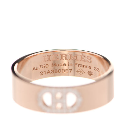 Hermes 18K Rose Gold Diamond PM H D'Ancre Ring 53 6.5 4 of 5