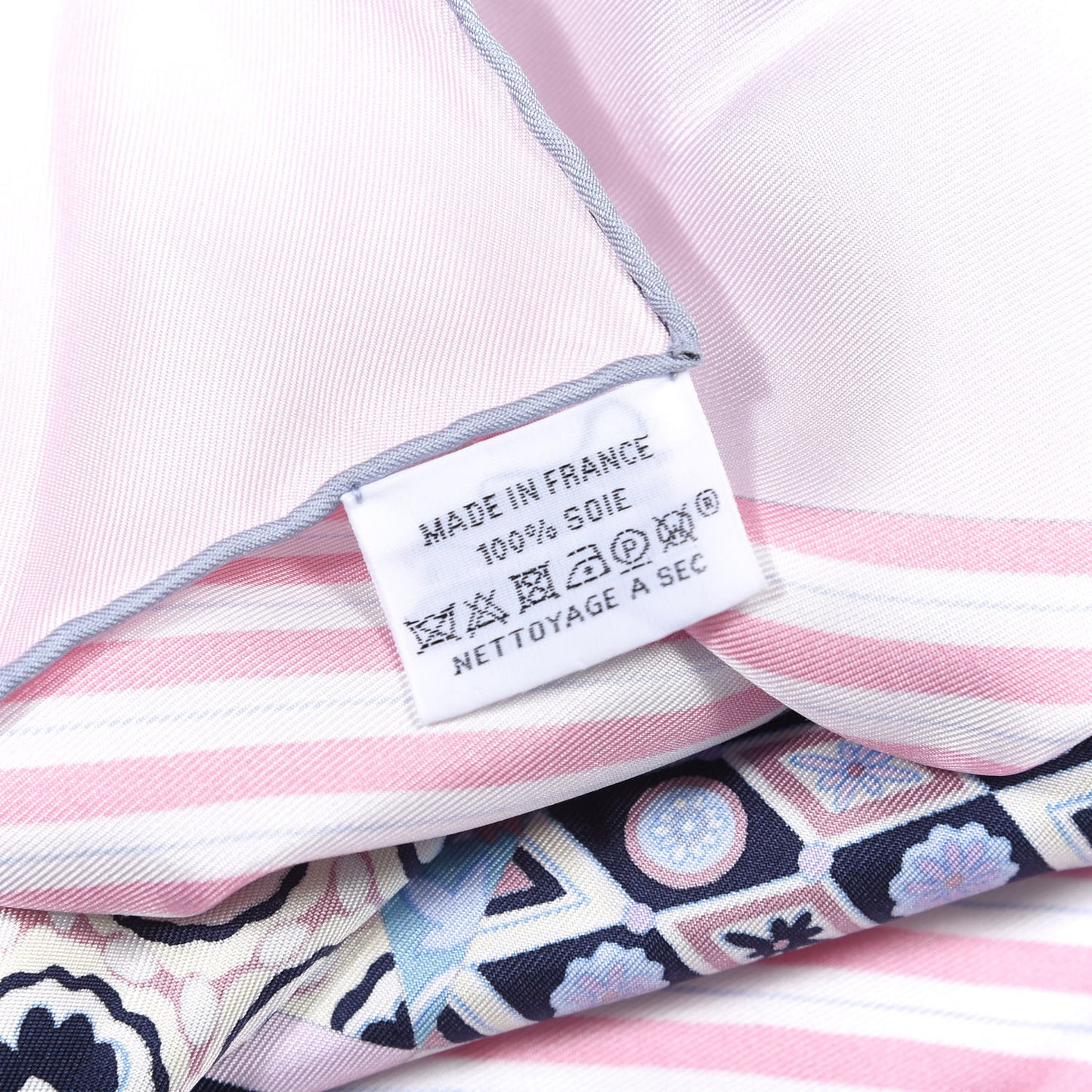 Silk L'Art du Sarasa Scarf 90 Rose Pale Gris Perle Mauve