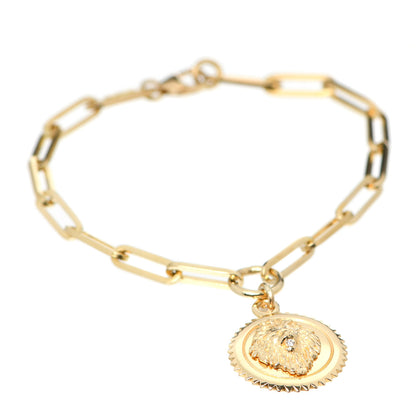Foundrae 18K Yellow Gold Diamond Strength Medallion Link Bracelet 1 of 7