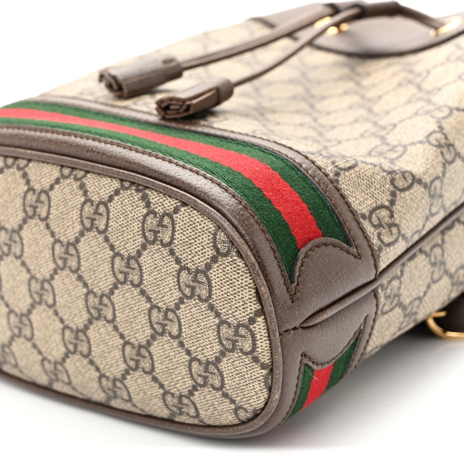 Gucci GG Supreme Monogram Web Small Ophidia Bucket Bag Brown 10 of 11