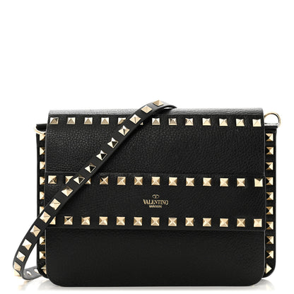 Valentino Garavani Pebbled Calfskin Rockstud Side Slip Crossbody Black 1 of 12