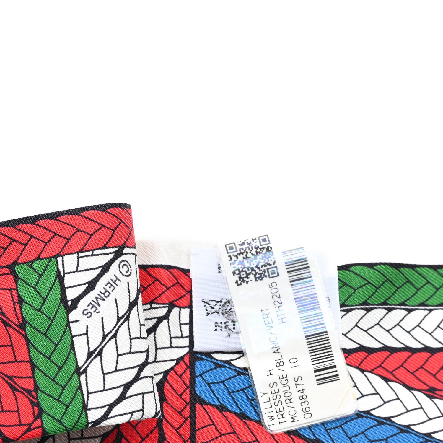Hermes Silk Tresses H Twilly Rouge White Vert 3 of 3