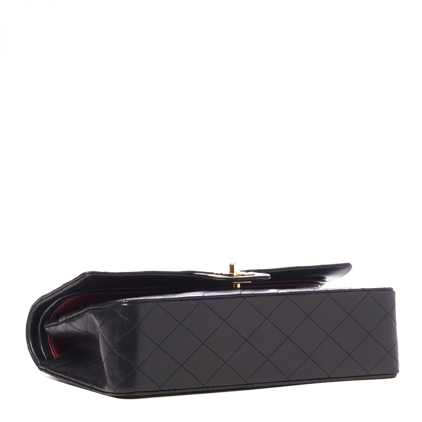Lambskin Quilted Medium Double Flap Black