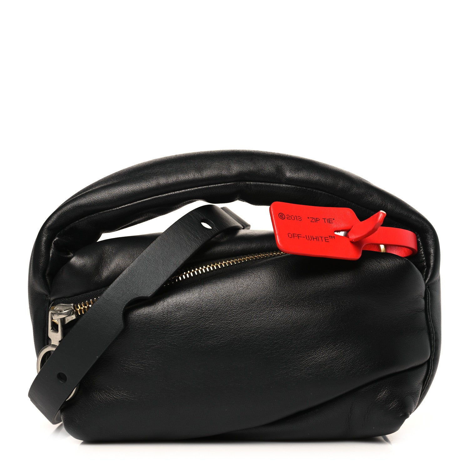 Off-White Calfskin Puffy Pump Pouch Crossbody Bag Black 1 of 10